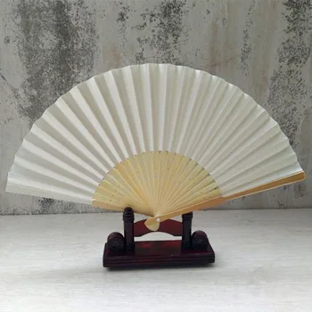 

7 Inch Pattern Folding Fan Dance Wedding Banquet Lace Silk Folding Hand-held Solid Color Fan Home Desktop Retro Decorative Fan