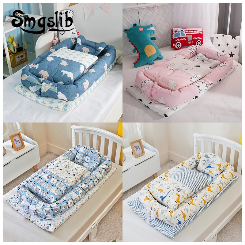 SMGSLIB 3Pcs Set Cribs For The Baby Portable Baby Nest Bed for Boys Girls Travel Bed Infant Cotton Cradle Crib Newborn Bed