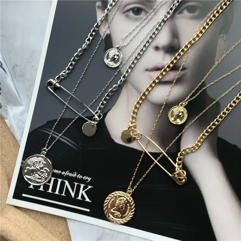 Хип-хоп монета портрет зажим для бумаги кулон дизайн панк шик Серебро Золото Цвет Металл длинная цепочка ожерелья для женщин мужчин ювелирные изделия