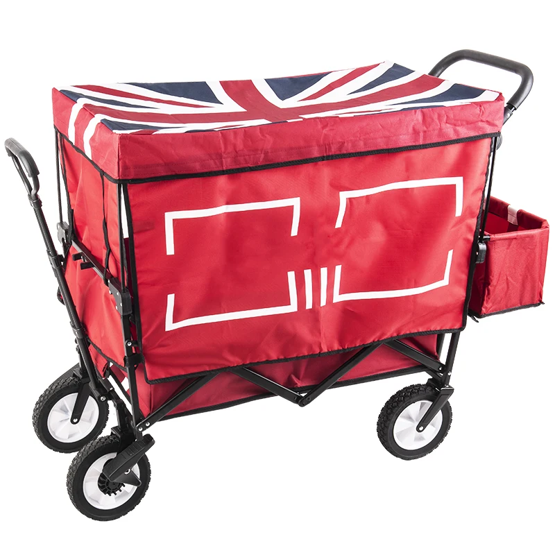 Foldable Kids Wagon With Removable Canopy, Outdoor Cart With Rubber Wheels, Twins Stroller With Adjust Handle For Camping Beach Foldable Kids Wagon With Removable Canopy, Outdoor Cart With Rubber Wheels, Twins Stroller With Adjust Handle For Camping Beach