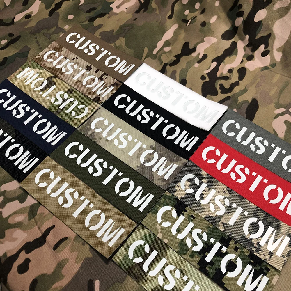 

Luminous Big Name Patch Tapes Custom Logo Flag Laser Cut White Letters Morale Tactics Military Airsoft