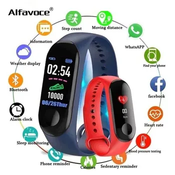 

Alfavoce M3 Smart Wristband Blood Pressure Heart Rate Color Screen IP67 Waterproof Activity Fitness Men Smart Bracelet
