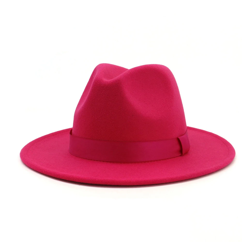 Мужская и женская красная шерстяная фетровая шляпа с широкими полями, джазовая шляпа, церковная шляпа, элегантная дамская шляпа-чародей, поп шляпа, вечерние шляпы, размер 56-58 см