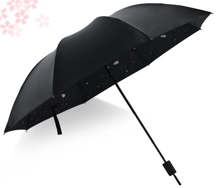 Manual Folding Umbrella Women Butterfly Blossom Flowers Sunny Rainy Umbrella 3-folding 8k Windproof Anti-UV Cute Umbrella Girls
