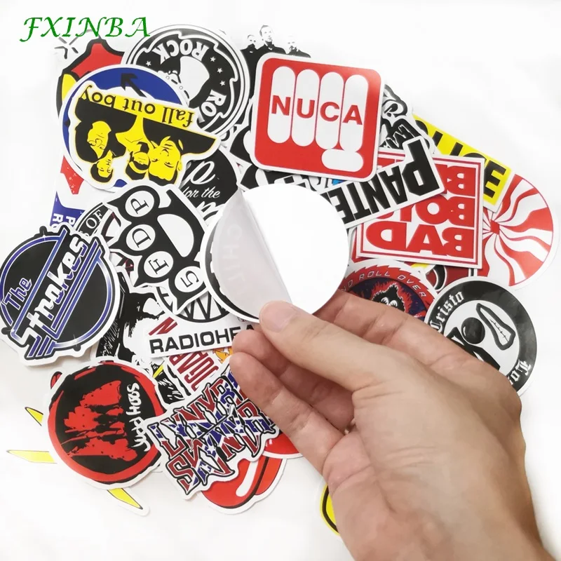 FXINBA 50 шт. наклейка в стиле рок музыка ретро полоса граффити наклейки JDM ПВХ Многоразовые DIY гитара мотоцикл ноутбук багаж скейтборд