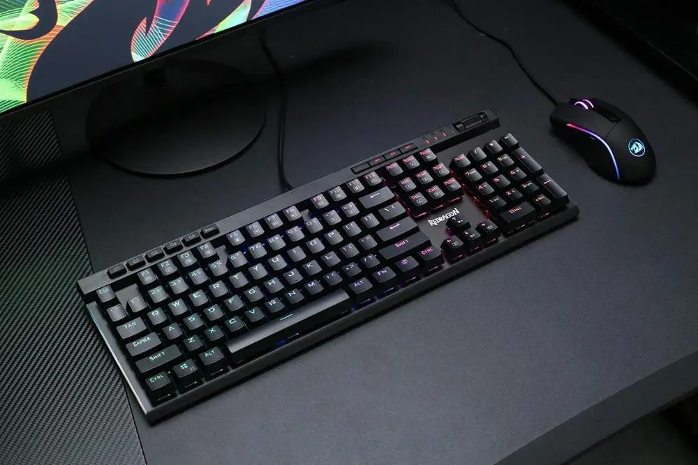 Redragon K580-PRO RGB Механическая игровая клавиатура RGB светодиодный подсветка 104 клавиши антиприкольные макроклавиши с оптическими коричневыми переключателями