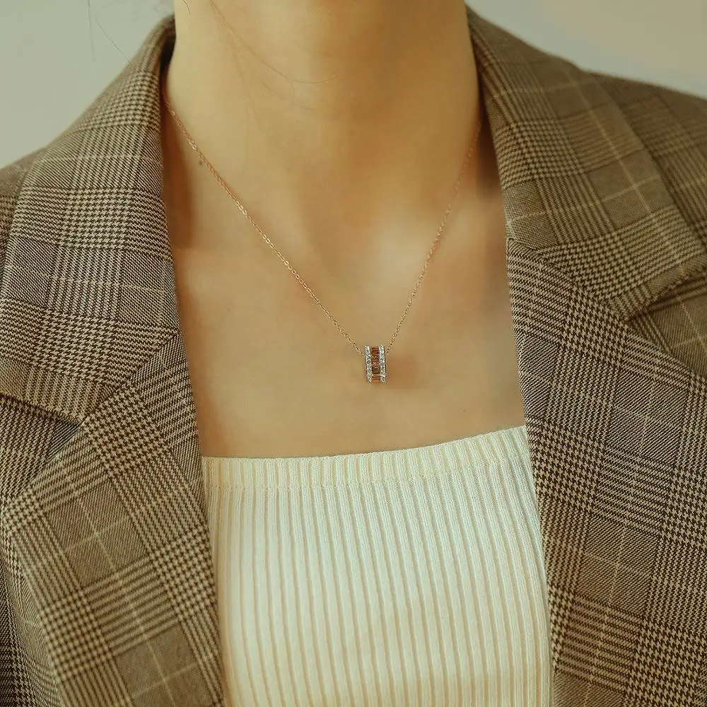 

20pcs necklace for women rose gold chain Ladies Ring necklace bulk items wholesale jewelry stainless steel Accessories crystal