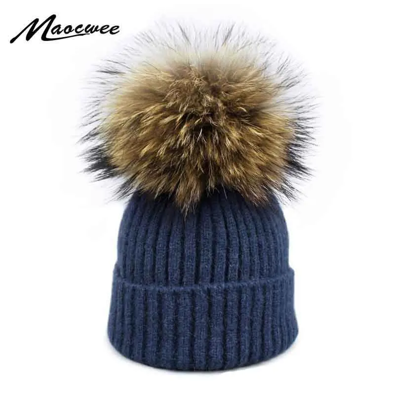 Childrens Boys Girls Ribbed Chunky Knitted Beanie Bobble Hat With Fur Pom Pom 