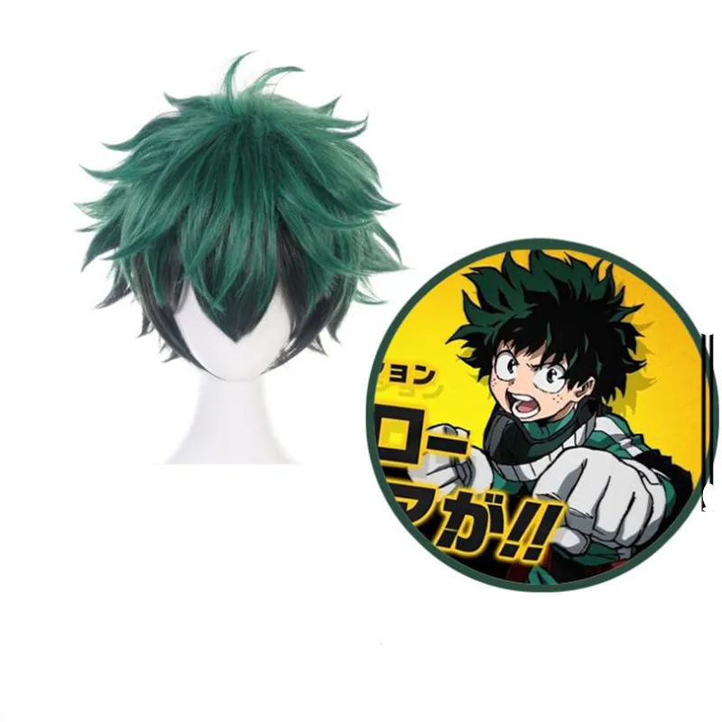 My Hero Academy аниме Midoriya izku косплей одежда Высокая температура проволочное волокно парик термостойкие короткие зеленый градиент черный