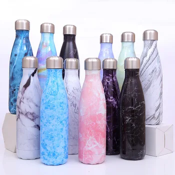 

500ml Stainless Steel Vacuum Flasks Marble Thermos Bottle Kettle Bowling Shape Food Grade Water Cup Travel Coffee Mug Drinkware