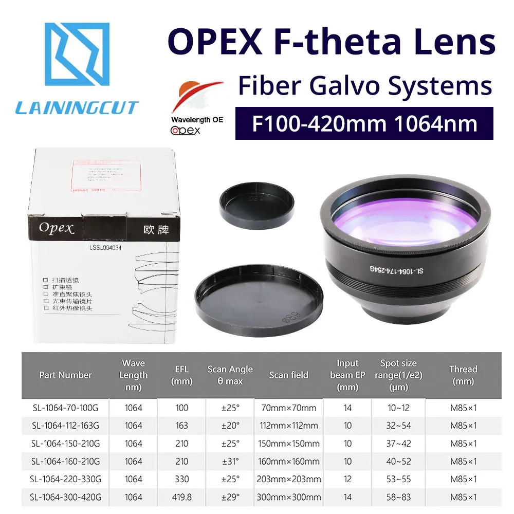 OPEX F-theta объектив поле объектив 1064nm 70x70-300x300mm F100-420nm для 1064nm YAG волоконно-оптическая лазерная маркировочная машина запчасти