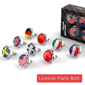 

Silver Flag License Plate Frame Security Screw Bolt Caps Covers For Car Truck Prevent Removal of License Plates And Decoration