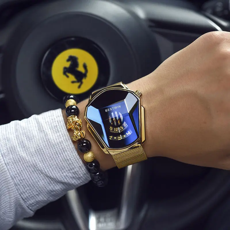 Luxury Fashion Trend Sports Men's Watch Casual Steel Band Black Technology Watch Milano Waterproof Quartz Watches afbeelding