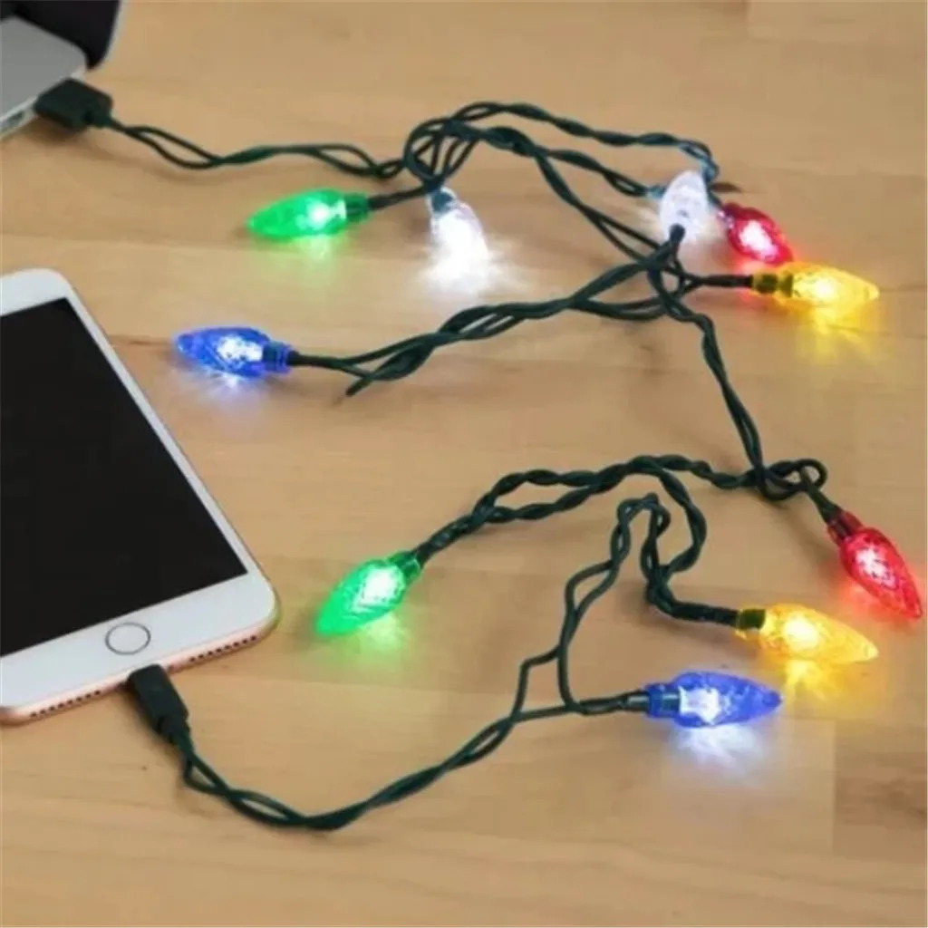 Счастливого Рождества светильник светодиодный USB кабель с светодиодный светильник s украшение комнаты ночной Светильник s Быстрая зарядка кабель настенное зарядное устройство для iPhone 11