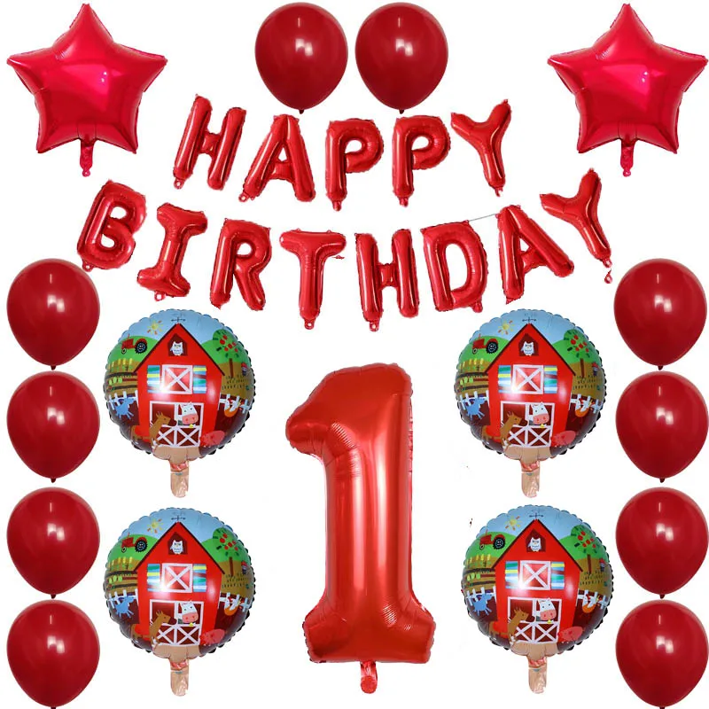 

1Set Farm Themes Tractor Animal Balloon Tower with Green Number Balloon for Kids Birthday Party Decoration Boy's DIY Gifts
