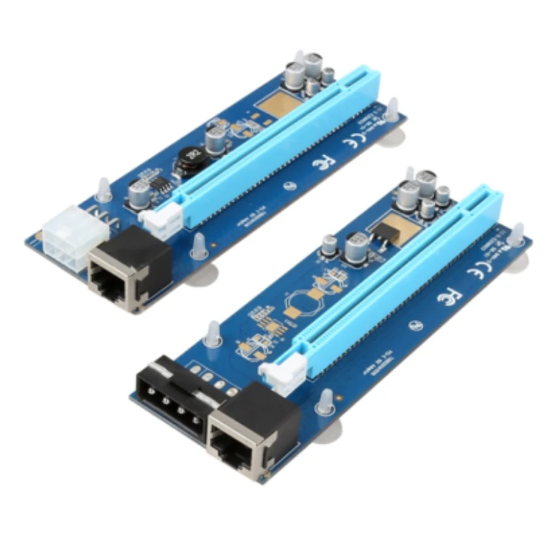 Computer Cable & Connectors PCIE Riser Card PCI Express PCIE 1X to 16X Adapter 6Pin 4Pin Molex Power RJ45 Cable for Miner Mining