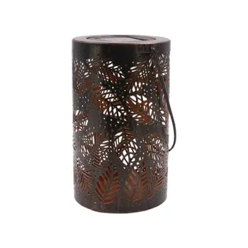 

Solar Lantern Lights Outdoor Garden Hanging Lights Metal Leaf Pattern Lights Lamp for Patio Outside Table
