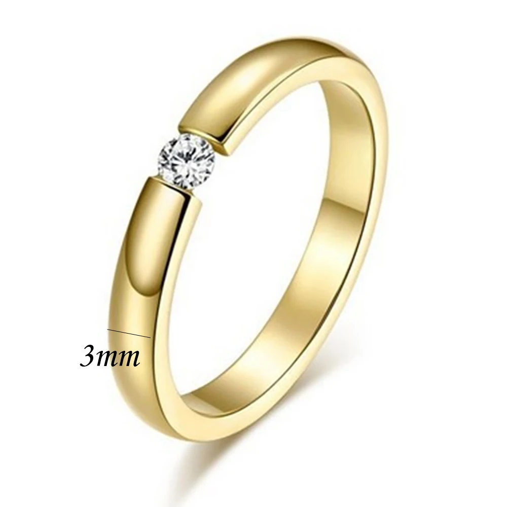Gold Color Wedding Bands Couple Ring for Women Men Stainless Steel Engagement Rings Anniversary Gift Design