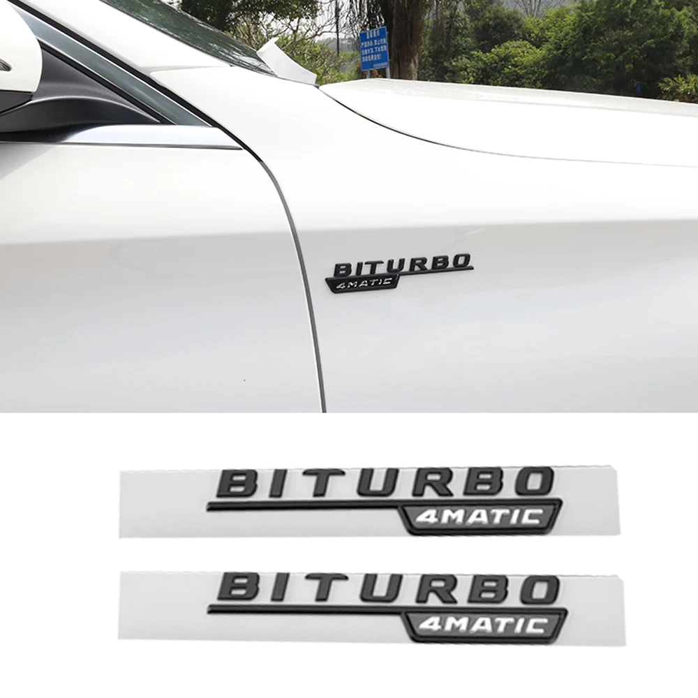 

2pcs Auto Tuning Accessories Black Car Fender Sticker For BITURBO 4MATIC Mercedes Benz CLA W117 W212 E63 W202 W205 W176 W207