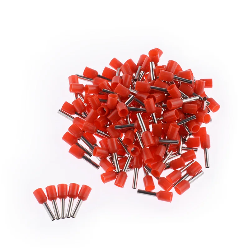 

100pcs E1508 Electrical Terminals Tubular Insulated Cord End Terminals Cable Wire Connectors