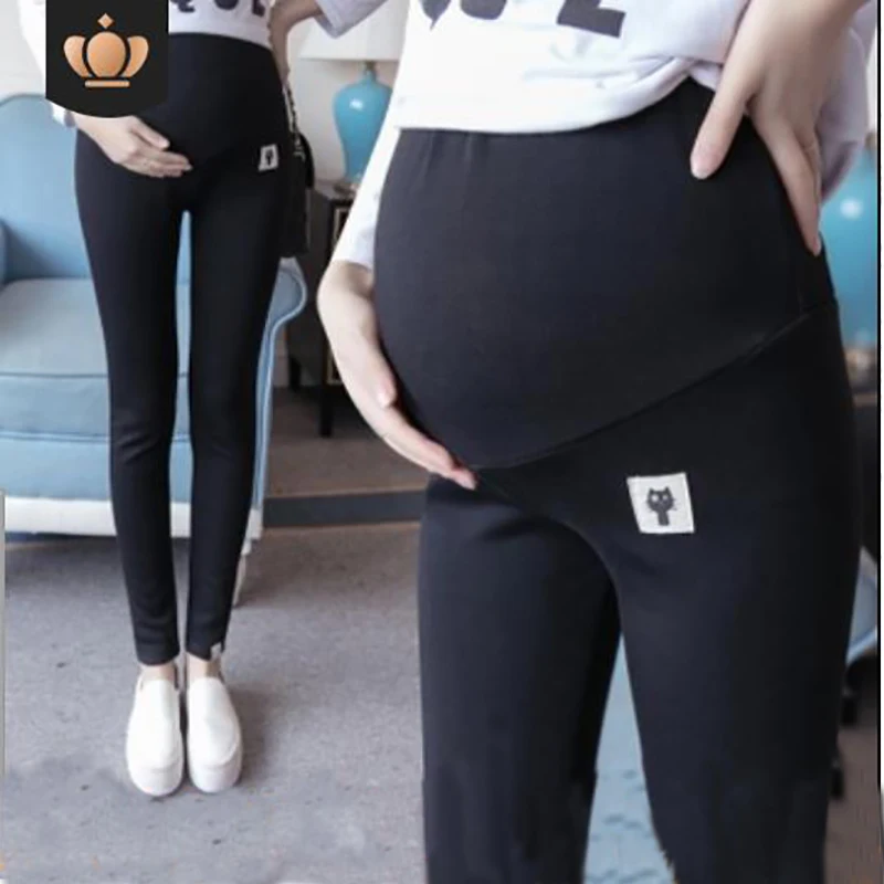 Черный M-4XL; большие размеры; платье для беременных; Леггинсы для беременных женщин; брюки для беременных женщин; сезон осень-зима - Цвет: Черный