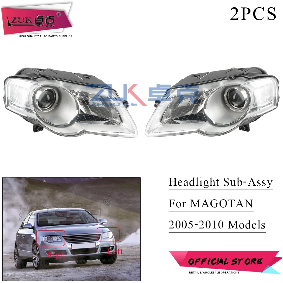 ZUK 2 шт передняя фара в сборе для VOLKSWAGEN PASSAT B6 MAGOTAN 2006 2007 2008 2009 2010 головной светильник