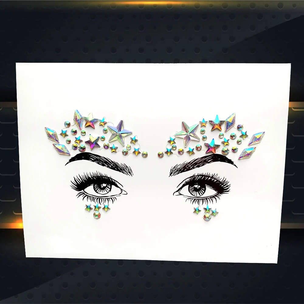 Boho Flash Eyes Tatoo стикер блеск драгоценный камень для лица ювелирные изделия акриловая смола дрель Инструменты для укладки для шоу представление глаз Декор косметика - Цвет: PBL165