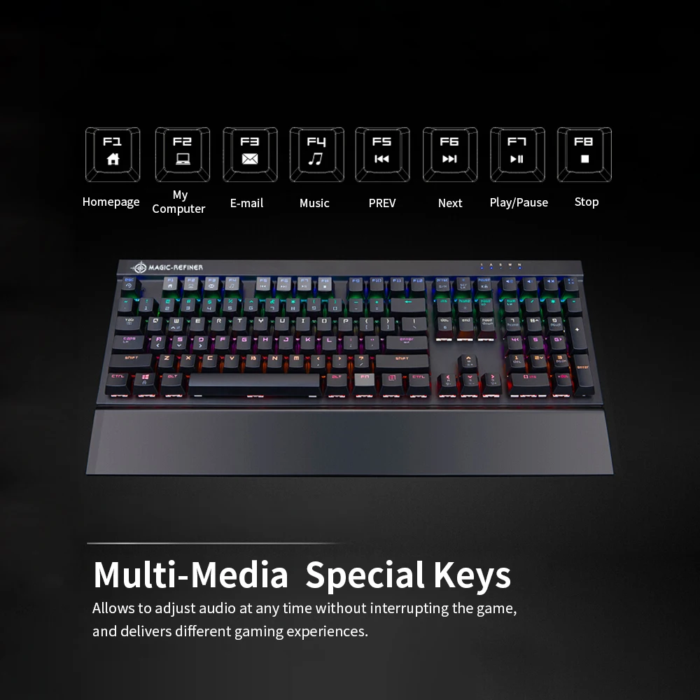 Magic Refiner MK15 игровая механическая клавиатура 108 клавишей N Key rolover Проводная клавиатура плавающие колпачки синий переключатель игровой ноутбук