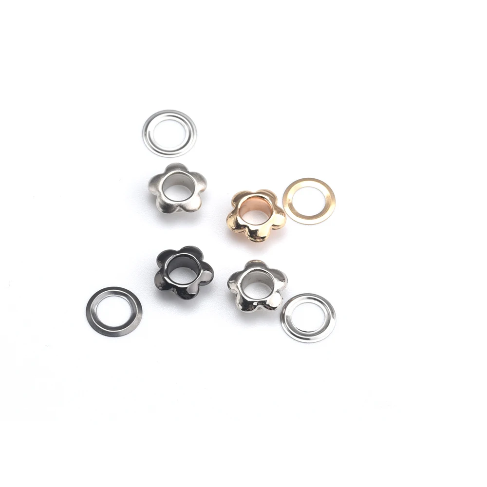 Inner hole 6mm metal brass eyelets +washer flower shape metal grommets 200sets/lot silver/black/gold JY-015