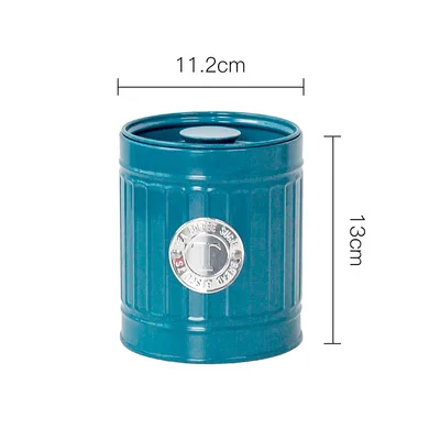 Blue T Nordic Metal Storage Jars Tea Can Coffee Sugar Sealed Iron Box Simple Milk Powder Sealing Container Kitchen Grain Organizer - Цвет: Blue T