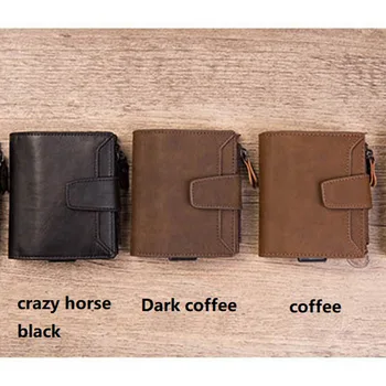 

1 Piece Pu Learther Metal New RFID Blocking Credit Card Holder PU Leather Unisex Business ID Holders Aluminum Box Card Wallets