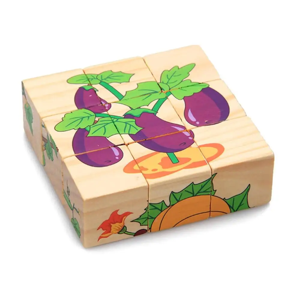 Vegetable painting Детская головоломка 3D деревянная Шестигранная рисовальная головоломка блоки ребенок Раннее Образование Интеллектуальные развивающие игрушки - Цвет: Vegetable painting