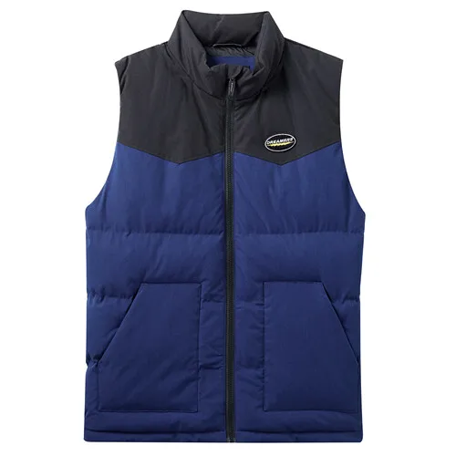 Giordano Men Coats Embroidery Stand Collar Contrast Quilted Vest Wrinkle Resistance Zip Front Roupas Masculina 01079741 - Color: 69Blue