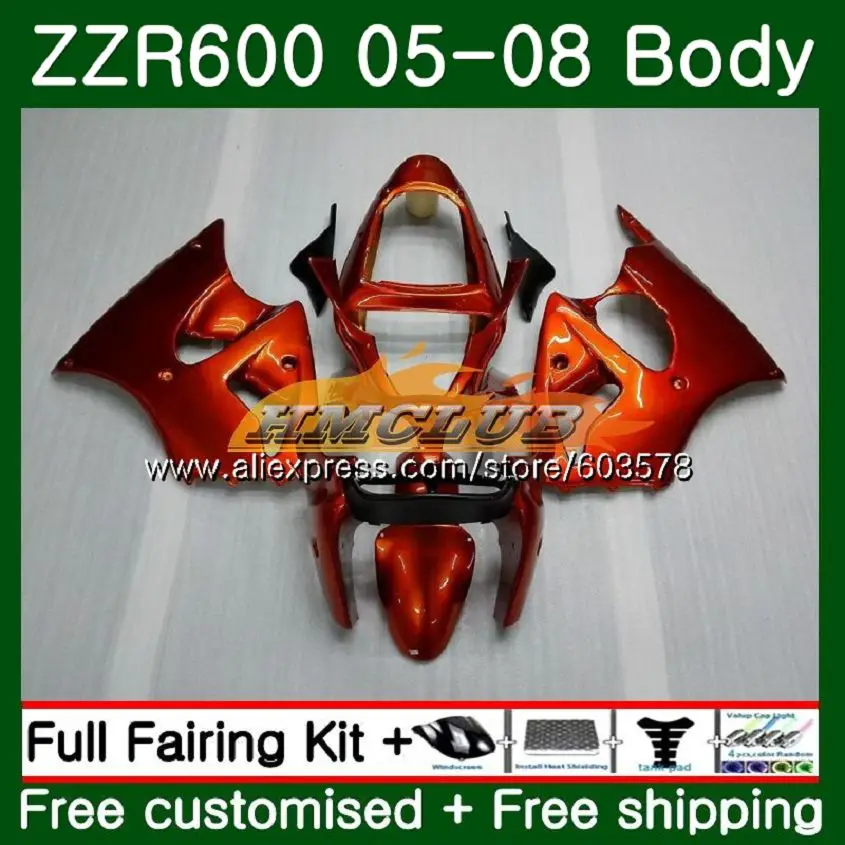 Корпус для KAWASAKI ZX600 600CC ZZR600 05 06 07 08 блеск для губ orange 107CL. 142 ZX600CC ZZR-600 ZZR 600 2005 2006 2007 2008 OEM обтекатели - Цвет: No. 1
