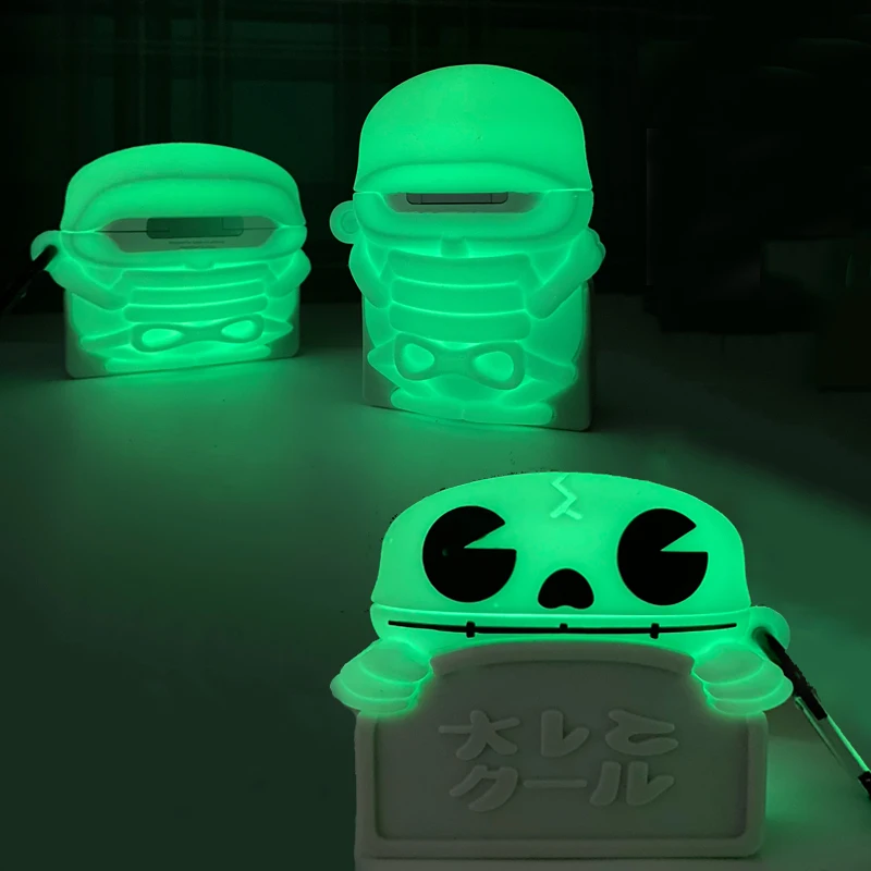 3D auricular silicona luminosa Halloween Cubierta para Estuche de auricular airpods 1/2 