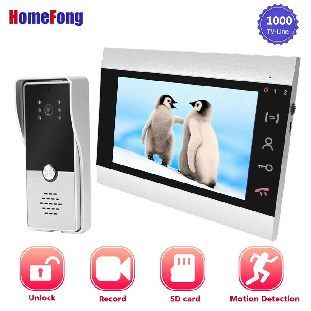 

Homefong7 Inch Video Door Phone Video Doorbell Intercoms for a Private House Record Motion Detection SD Card