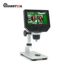 Mustool g600 digital 1-600x 3.6mp 4.3 polegada hd display lcd microscópio lupa contínua versão de atualização com suporte de metal
