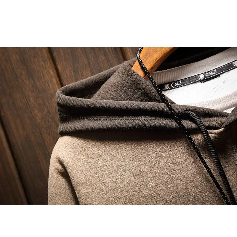 High Quality Men s Hoodies Sweatshirts Plus Size Patchwork Contrasted Color Casual Hooded Shirt Men Pullover 4