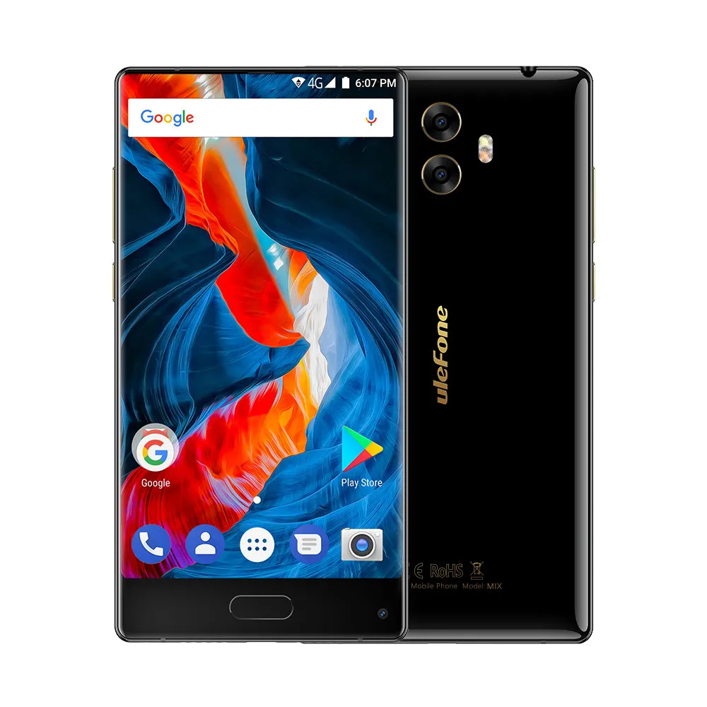 Быстрая Ulefone Mix 4 Гб+ 64 ГБ Android 7,0 4G смартфон Восьмиядерный 5," HD 13 МП+ 5 Мп двойная реальная камера отпечаток пальца ID мобильный телефон - Цвет: Black Simple Box