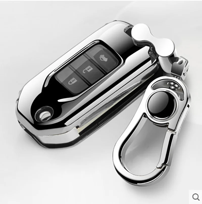 Чехол для ключей автомобиля из ТПУ для Accord Honda CRV Civic Jazz Crider HRV с 3 кнопками, складной защитный чехол для автомобиля - Название цвета: silver
