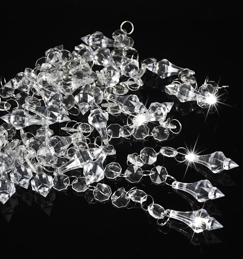 

Camal 30pcs Acrylic Octagonal Beads String Prisms Garland Chandelier Hanging Home Party Curtain Wedding Decoration