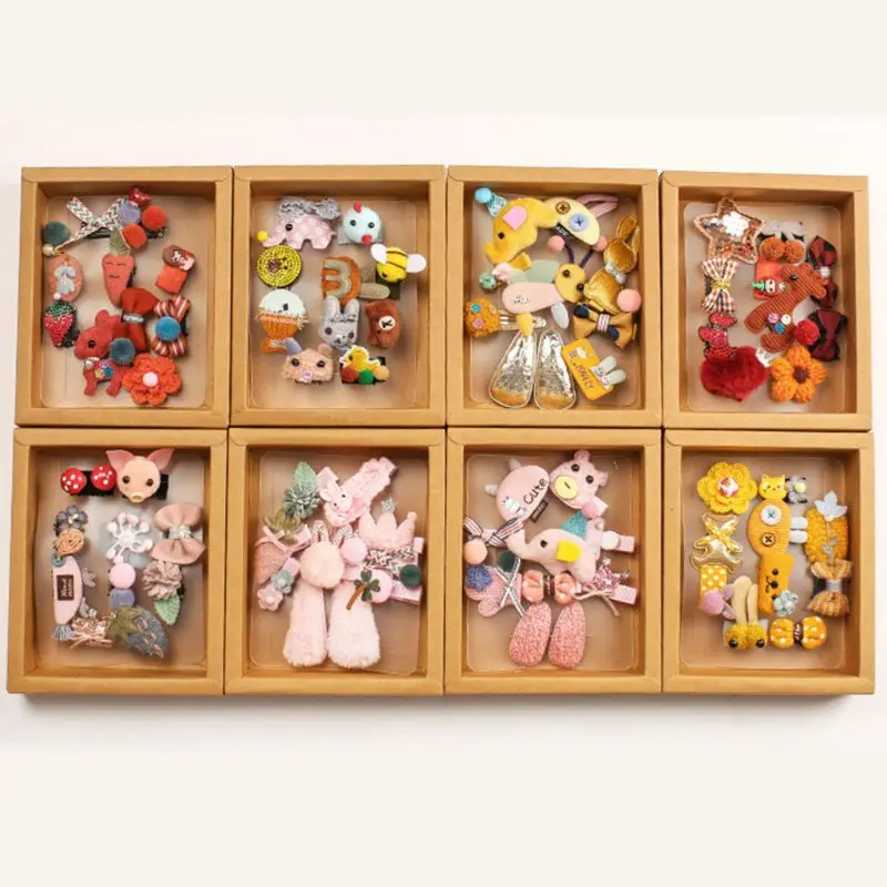 10 шт./компл. для маленьких девочек в Корейском стиле милые Мультяшные заколки комплект плюшевое игрушечное животное завязки Узлом Платье, Платье для дня рождения, Заколки для волос с подарочной коробкой