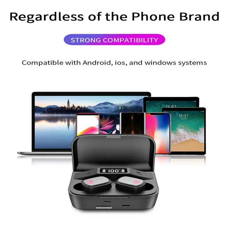 

Bluetooth 5.0 Earphones HIFI TWS Headphone 9D Stereo Sports Waterproof Wireless Earbuds Headsets With Microphone Charging Box
