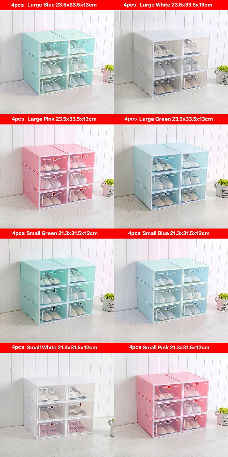 transparent drawer shoes box on 4pcs Thicken Transparent Shoes Box Drawer Case Plastic Shoe Organizer Box Shoebox Storage Clamshell Superimposed Combination Special Deal A70a Cicig