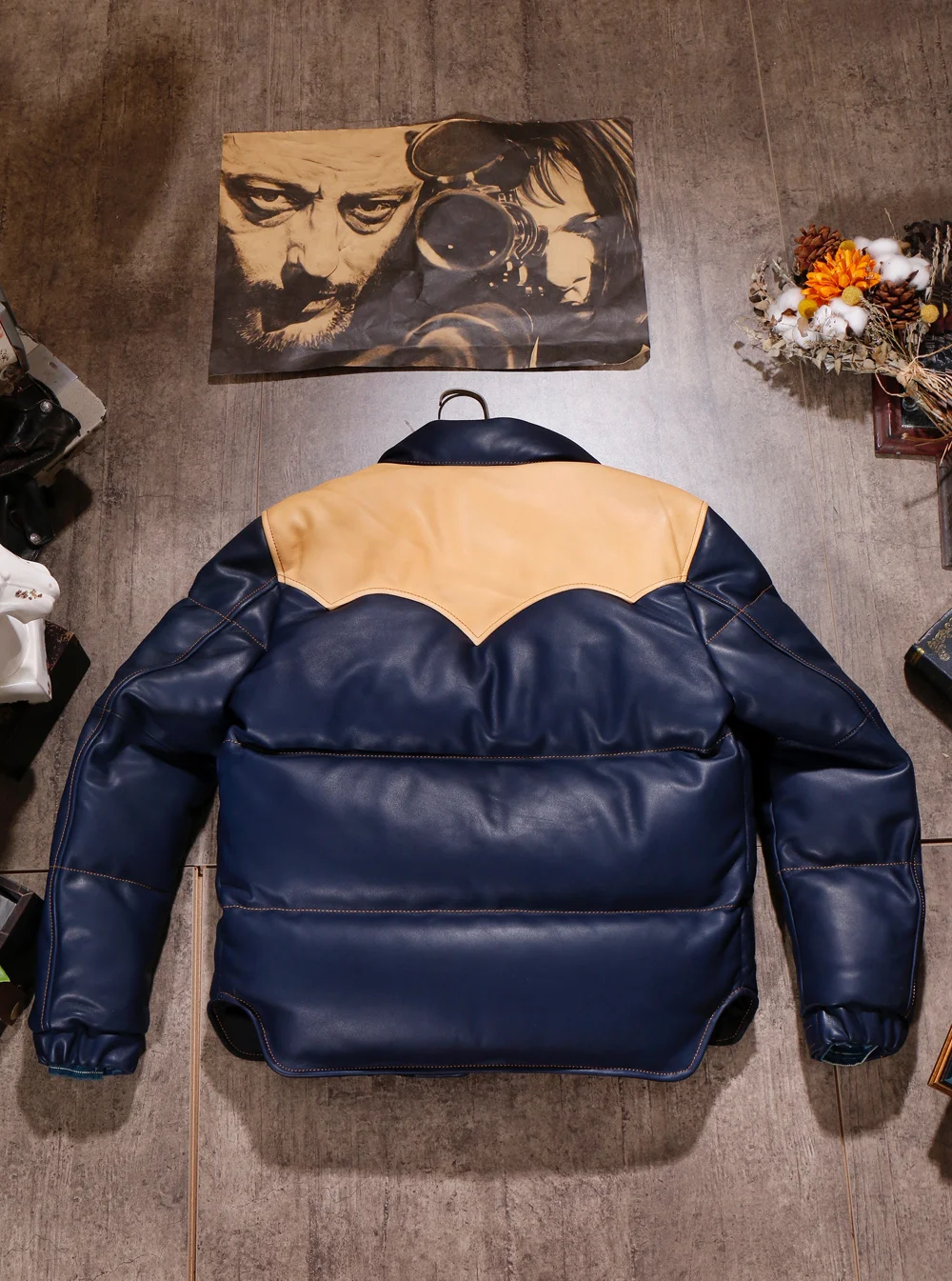 sheepskin leather coat Free shipping.Winter thick Italian lambskin duck down jacket.men luxury quality genuine leather coat.fashion blue downs cloth cowhide jacket