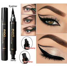 Черный жидкий карандаш для подводки глаз карандаш со штампом водонепроницаемый штамп двухстороннее уплотнение 2-1 Подводка для глаз Ручка косметический карандаш для глаз инструменты для макияжа глаз