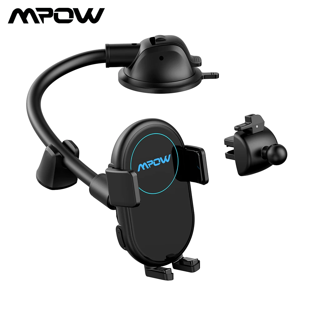Mpow CA148 Wireless Car Charger Mount 2-in-1 Auto-clamping 100W/7.5W Qi Fast Charging Phone Holder Air Vent Dashboard | Мобильные