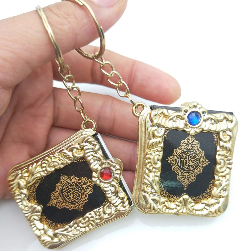 

1Pcs New Muslim Keychain Resin Islamic Mini Ark Quran Book Real Paper Can Read Pendant Key Ring Key Chain Religious Jewelry