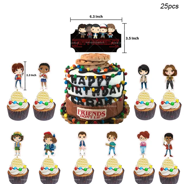 Stranger Things Themed Party Decorations Balloons Happy Birthday Banner Cake Topper Eleven Things Birthday Party Decor Supplies Ballons Accessories Aliexpress