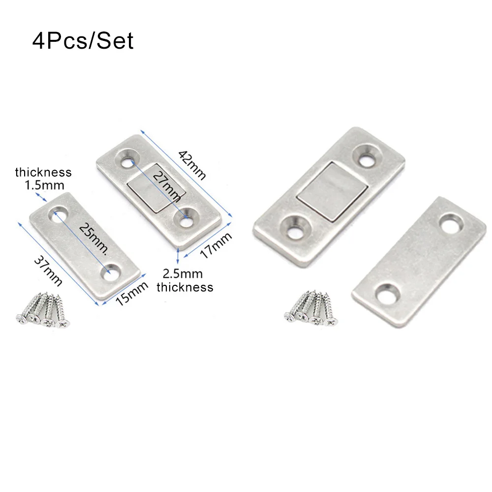 2 шт Дверной доводчик стопор магнит Буфер Заслонки шкаф ловит держатель с винтами шкаф аппаратная фурнитура мебельная фурнитура - Цвет: 4pcs